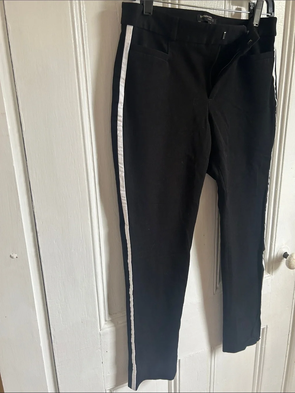 Banana Republic Black Chinos with White Side Stripe